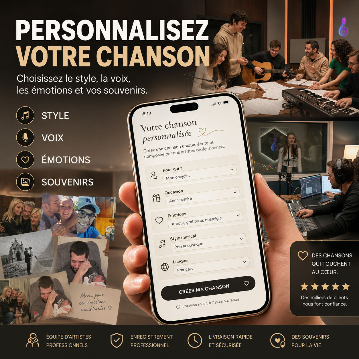 Chanson Personnalisée Unique™ – Créée Sur Mesure Pour Vos Émotions